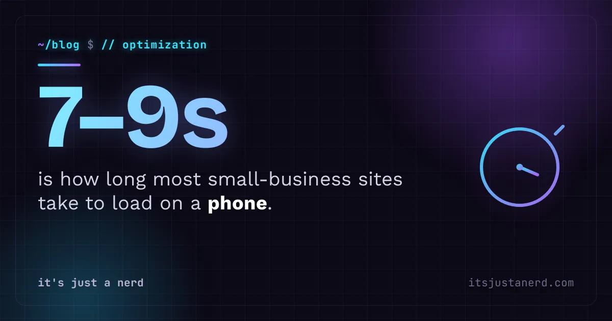 A phone screen showing a blank white page with a loading spinner, parked in front of a small business storefront