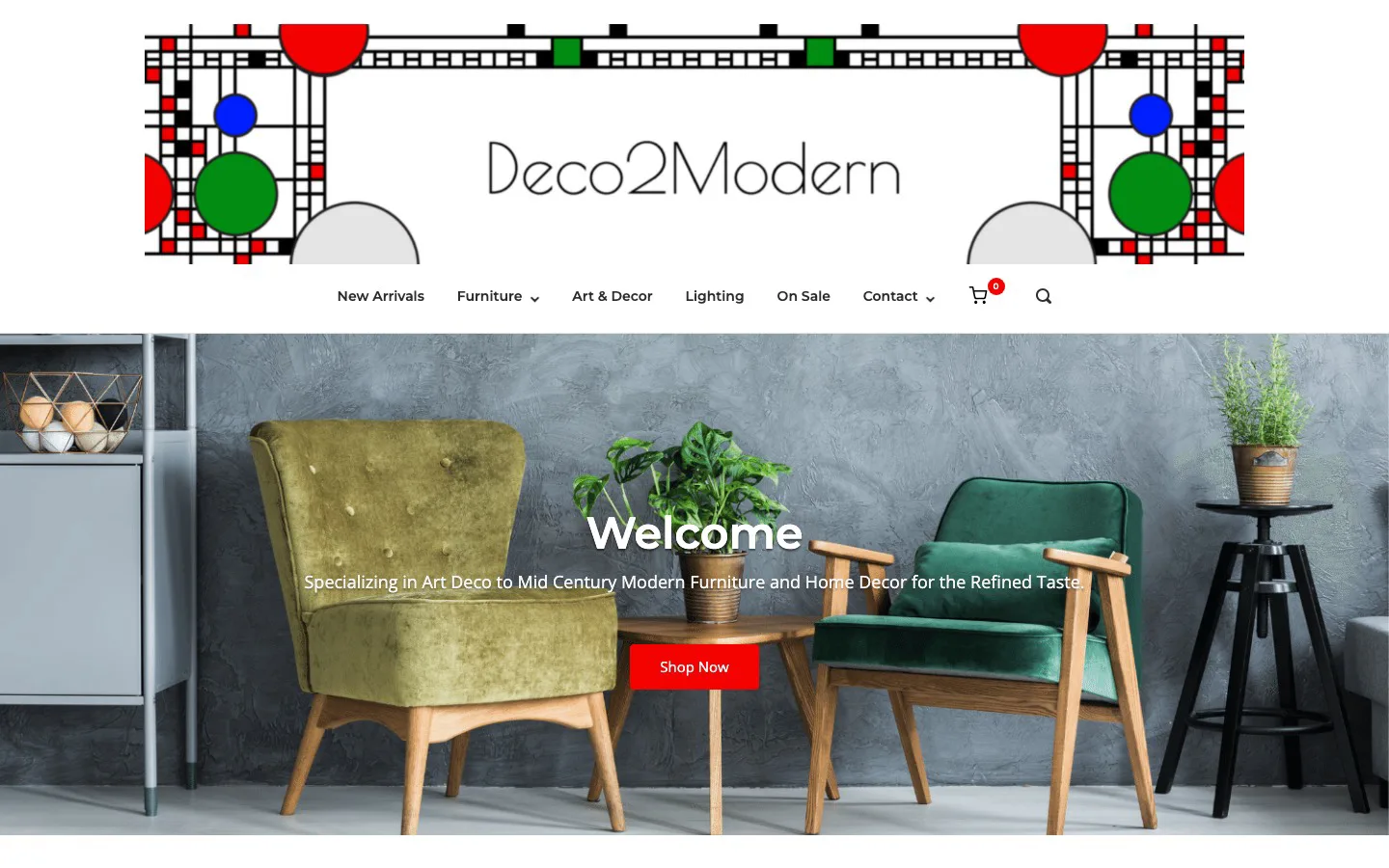 The original Deco2Modern homepage, before the redesign